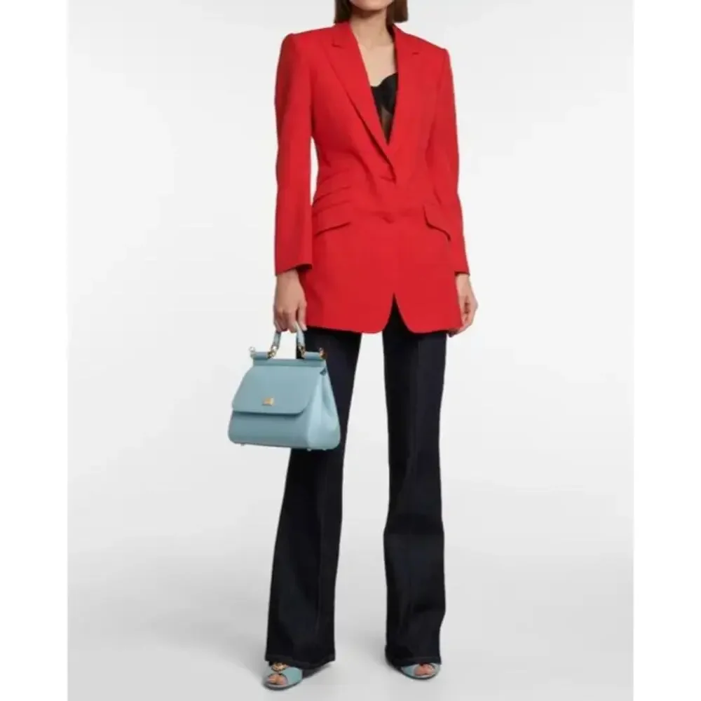 Dolce & Gabbana Silk Blend Single‎ Breasted Blazer Women Size 46/10 Red NEW